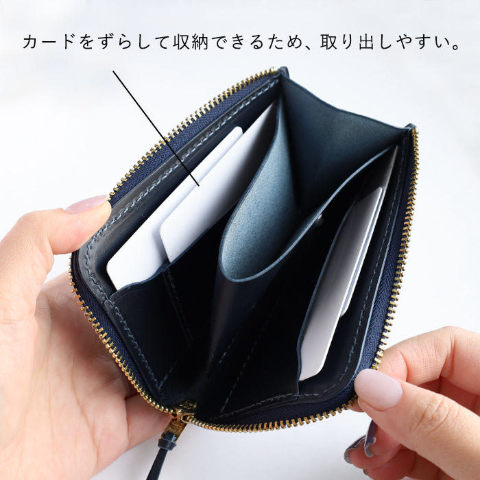 Re-ACT (リアクト) 大和藍染 L字 コンパクト スリム 財布 ソリッド 無地 [RA2507-001-SL] 本藍染め 天然藍染 レザー 革財布 ブランド レディース メンズ 藍染レザー インディゴ染