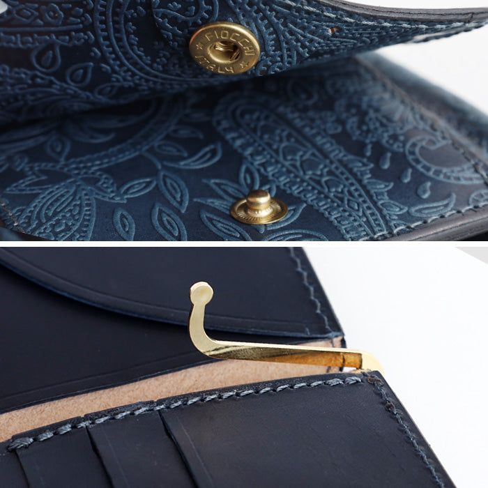Re-ACT Money Clip Bifold Wallet (with Coin Purse) Paisley [RA2507-003-PA] Authentic Indigo Dyed Leather Wallet, Brand Name, Men's and Women's 
