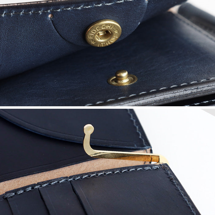 Re-ACT Money Clip Bifold Wallet (with Coin Purse) Solid Color [RA2507-003-SL] Authentic Indigo Dyed Leather Wallet, Brand Name 