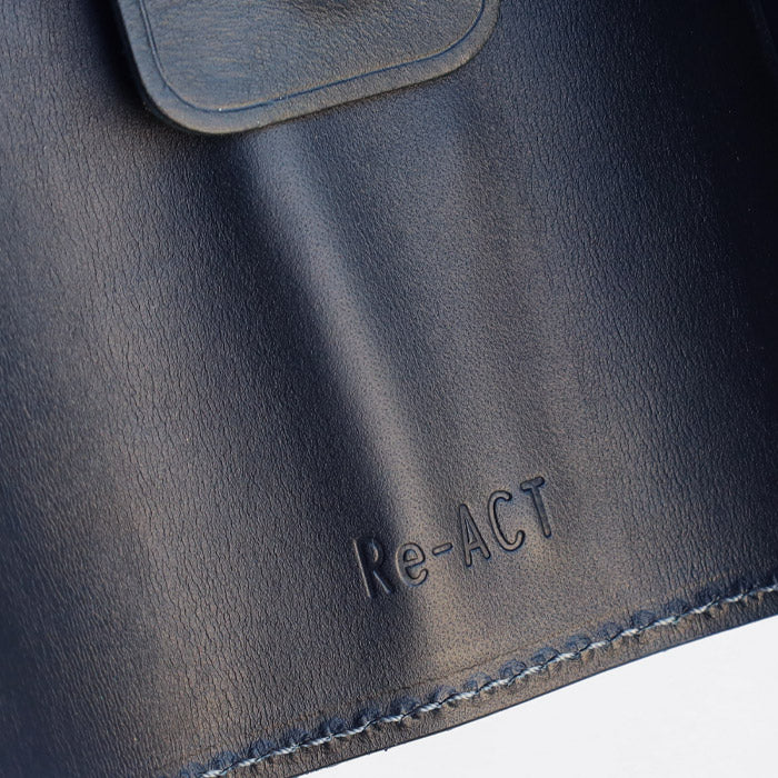 Re-ACT Yamato Indigo Dyed Key Case with Floral Pattern [RA2507-007-FL] Authentic Indigo Dyed Leather Accessory, Brand Name 