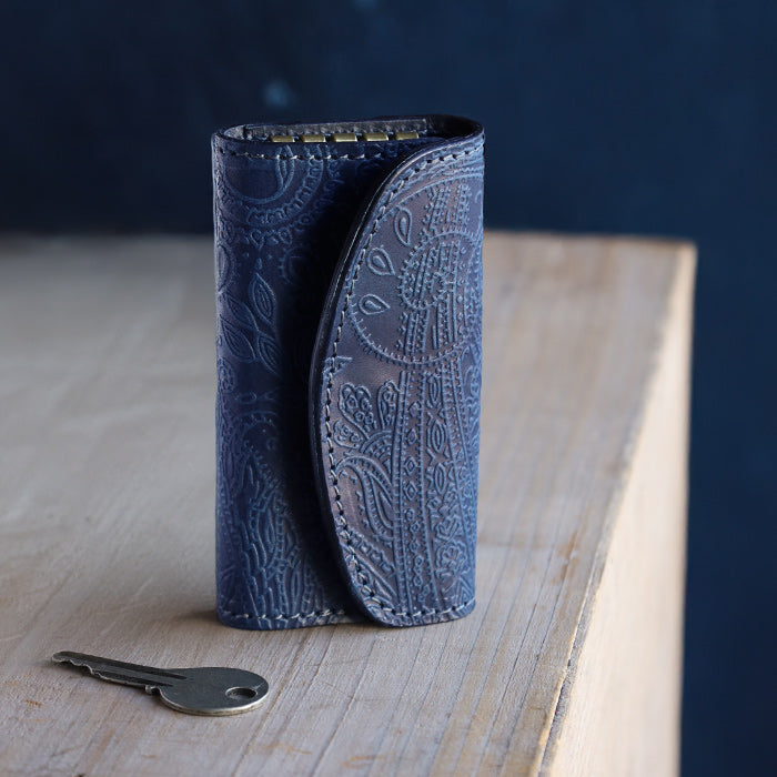 Re-ACT (リアクト) 大和藍染 キーケース ペイズリー [RA2507-007-PA] 本藍染め 天然藍染 レザー 革小物 ブランド