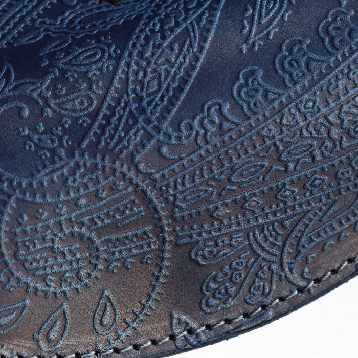 Re-ACT Yamato Indigo Dyed Key Case, Paisley [RA2507-007-PA] Authentic Indigo Dyed Leather Accessory, Brand Name (Replica) 