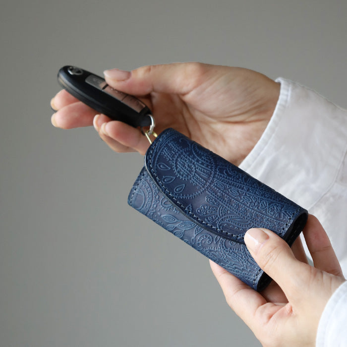 Re-ACT (リアクト) 大和藍染 キーケース ペイズリー [RA2507-007-PA] 本藍染め 天然藍染 レザー 革小物 ブランド