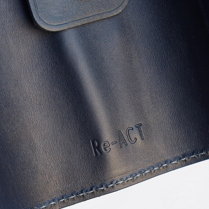 Re-ACT Yamato Indigo Dyed Key Case, Solid Color [RA2507-007-SL] Authentic Indigo Dyed Leather, Natural Indigo Dyed Leather, Brand Name, Men's and Women's Smart Key Case 