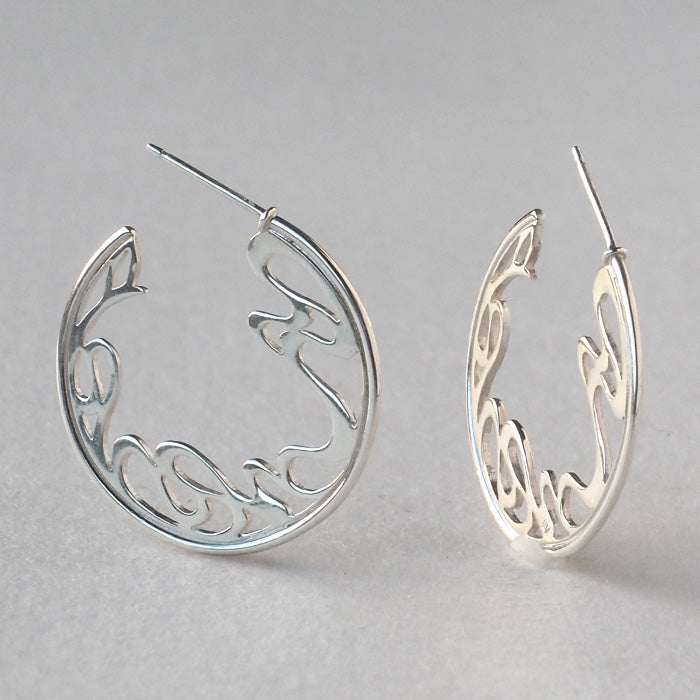 S Moonlit Night Water Lilies and Flowing Water 4-Way Silver 925 Earrings [S-PHS-03] by Saori Miura, Handmade Accessory Designer