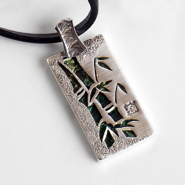 [Choose from 28 colors of leather! ] S bamboo necklace pendant silver [ST-02] 