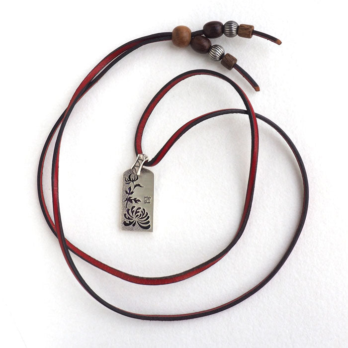 S Japanese pattern accessory artist Saori Miura chrysanthemum necklace overlay silver pendant [ST-04] 