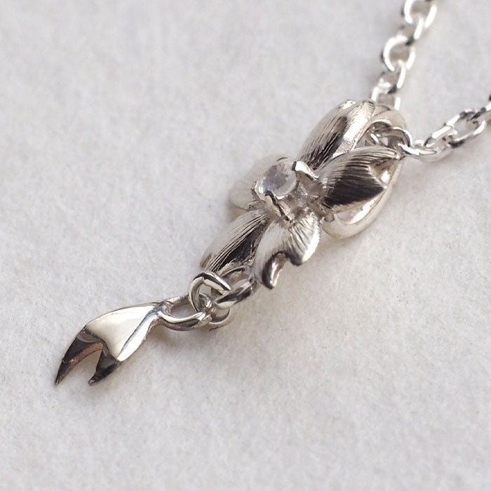 S Sakura Necklace Silver 925 with Stones, Single Sakura Type [S-Ts-01s] Saori Miura Handmade Accessories 