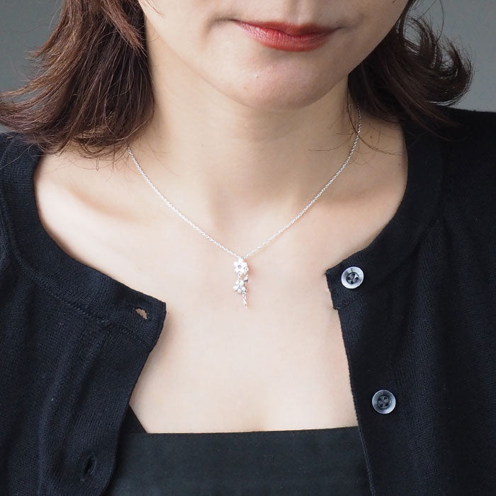 エス 桜ネックレス シルバー925 石入り 桜2つタイプ [S-Ts-02s] 三浦