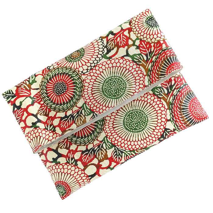Kyoto Shogado Yuzen washi paper red stamp book bag goen [SGD-BAG-GOEN] Kyoto Kyo-Yuzen Japanese stationery brand Japanese pattern Goshuin book large size pouch