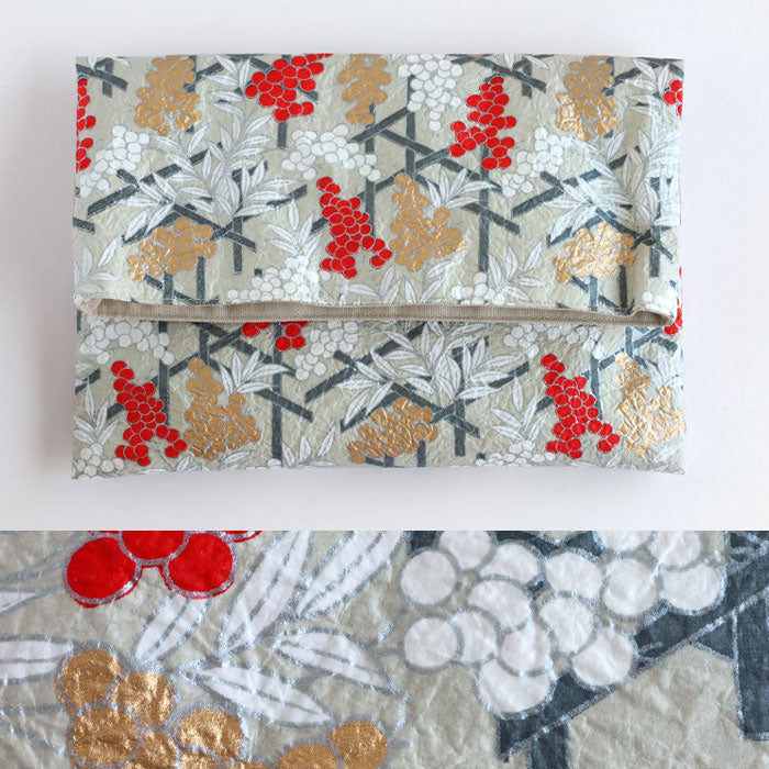 京都 尚雅堂 友禅和紙 朱印帖バッグ 南天 [SGD-BAG-NANTEN] 京都 京友禅 和文具 ブランド 和柄 御朱印帳 大判サイズ ポーチ