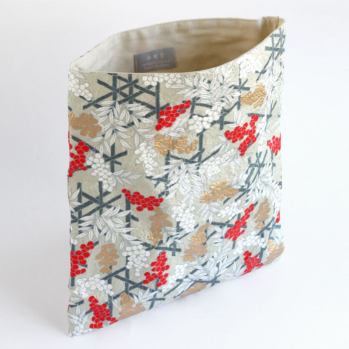 京都 尚雅堂 友禅和紙 朱印帖バッグ 南天 [SGD-BAG-NANTEN] 京都 京友禅 和文具 ブランド 和柄 御朱印帳 大判サイズ ポーチ