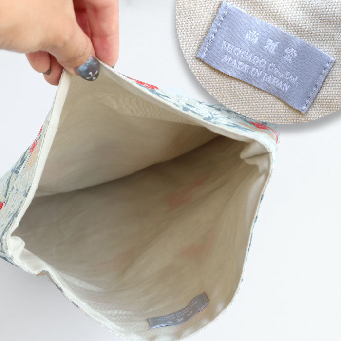 京都 尚雅堂 友禅和紙 朱印帖バッグ 南天 [SGD-BAG-NANTEN] 京都 京友禅 和文具 ブランド 和柄 御朱印帳 大判サイズ ポーチ