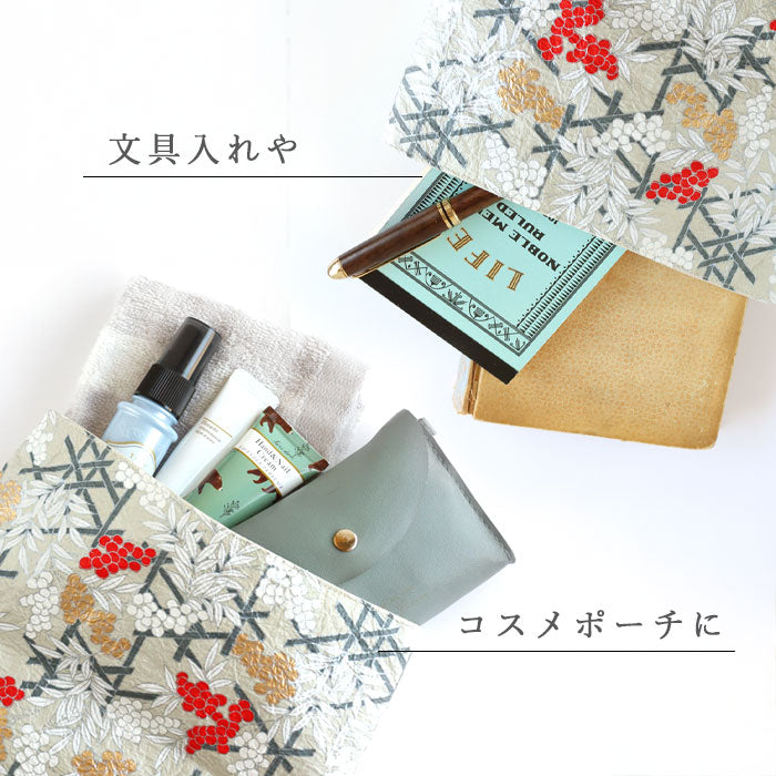 京都 尚雅堂 友禅和紙 朱印帖バッグ 南天 [SGD-BAG-NANTEN] 京都 京友禅 和文具 ブランド 和柄 御朱印帳 大判サイズ ポーチ