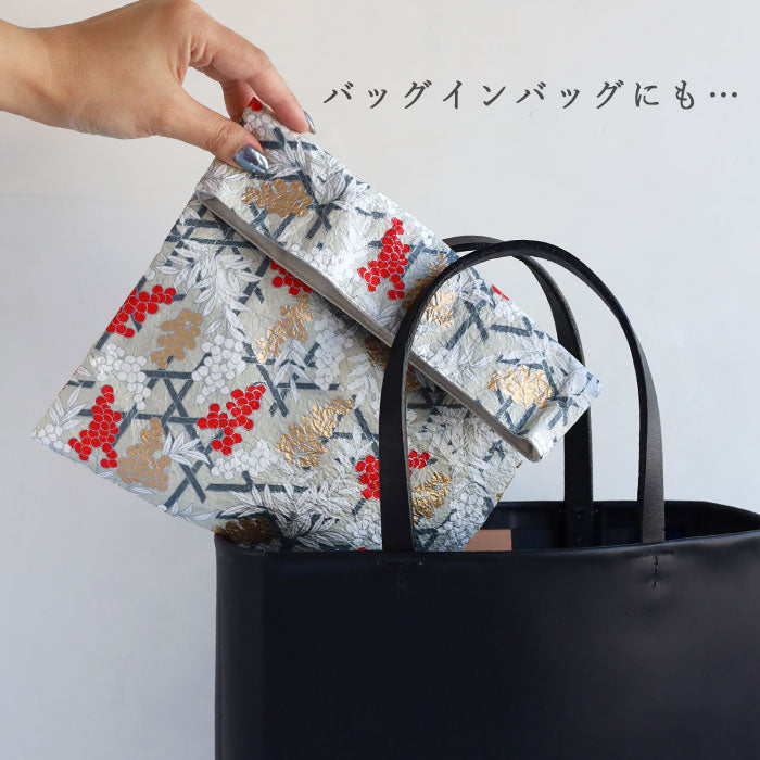 京都 尚雅堂 友禅和紙 朱印帖バッグ 南天 [SGD-BAG-NANTEN] 京都 京友禅 和文具 ブランド 和柄 御朱印帳 大判サイズ ポーチ