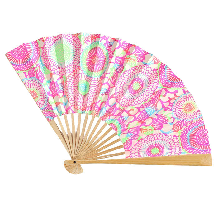 Kyoto Shogado Yuzen Washi Fan Neon [SGD-FAN-NEON] Women's Japanese pattern paper fan, stylish and cute