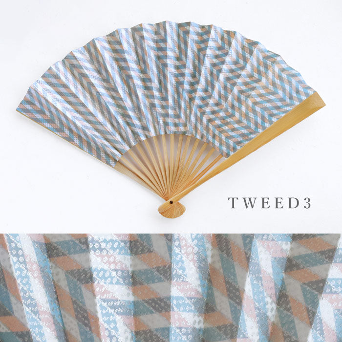 Kyoto Shogado Yuzen Washi Fan TWEED [SGD-FAN-TWEED] Women's Japanese pattern paper fan casual stylish cute