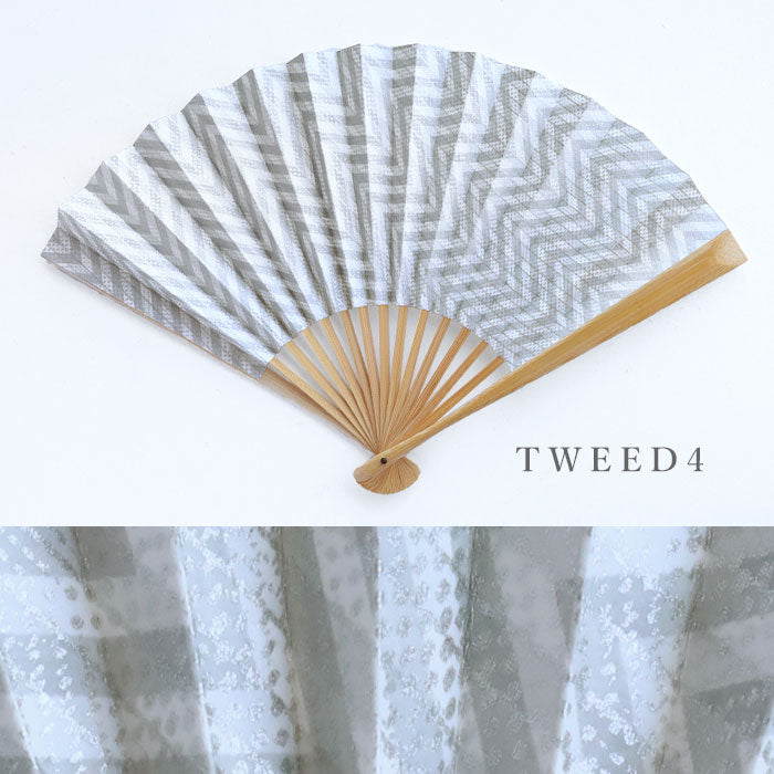 Kyoto Shogado Yuzen Washi Fan TWEED [SGD-FAN-TWEED] Women's Japanese pattern paper fan casual stylish cute