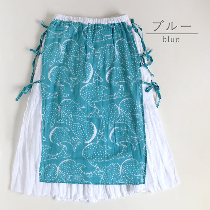 [2 colors] Gauze clothing workshop garage Whale shark apron skirt for women [SK-32] Tatsuya Nakanishi and Yoko Nakanishi Gauze clothing Handmade Brand