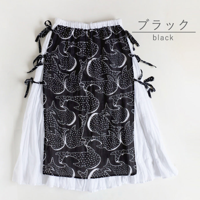 [2 colors] Gauze clothing workshop garage Whale shark apron skirt for women [SK-32] Tatsuya Nakanishi and Yoko Nakanishi Gauze clothing Handmade Brand