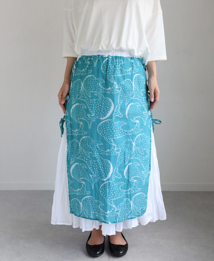 [2 colors] Gauze clothing workshop garage Whale shark apron skirt for women [SK-32] Tatsuya Nakanishi and Yoko Nakanishi Gauze clothing Handmade Brand