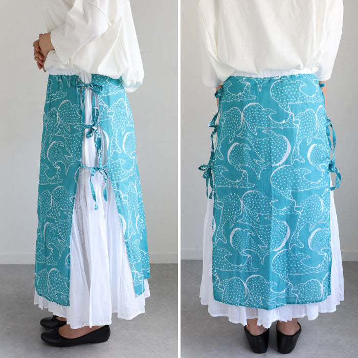 [2 colors] Gauze clothing workshop garage Whale shark apron skirt for women [SK-32] Tatsuya Nakanishi and Yoko Nakanishi Gauze clothing Handmade Brand