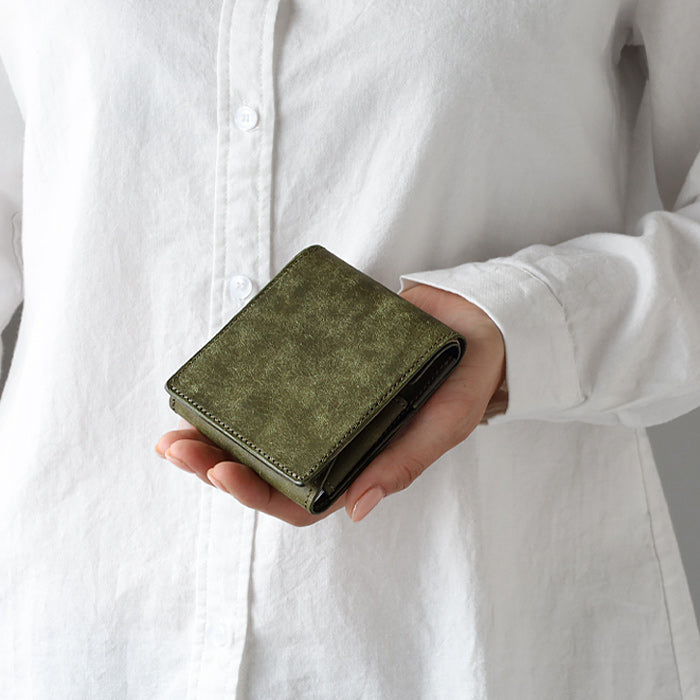 4 colors] com-ono Pueblo leather thin bi-fold wallet (with coin