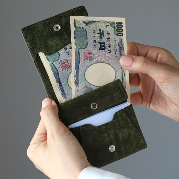 4 colors] com-ono Pueblo leather thin bi-fold wallet (with coin