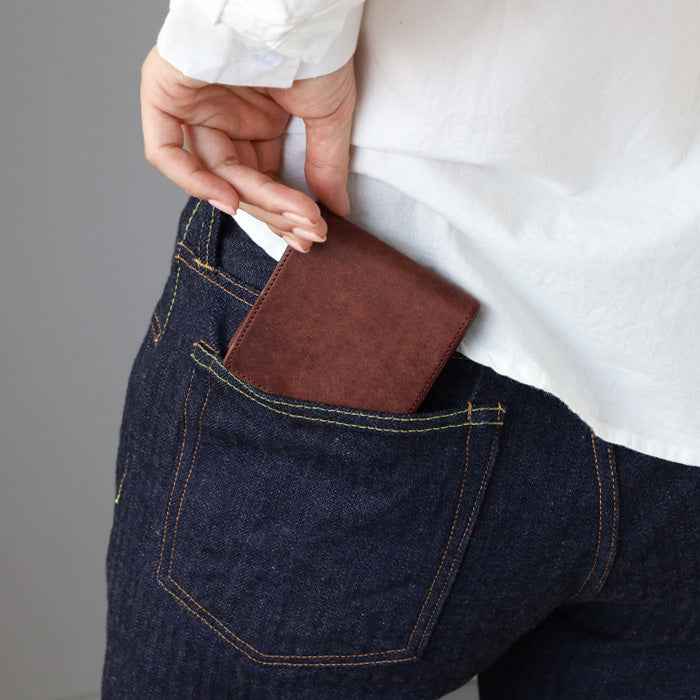 4 colors] com-ono Pueblo leather thin bi-fold wallet (with coin