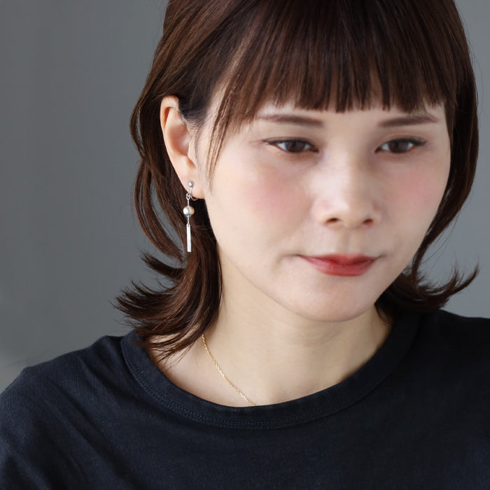 small right handmade accessories wind chime Mokume Gane silver 925 earrings clip-on earrings [SR-PC-12]