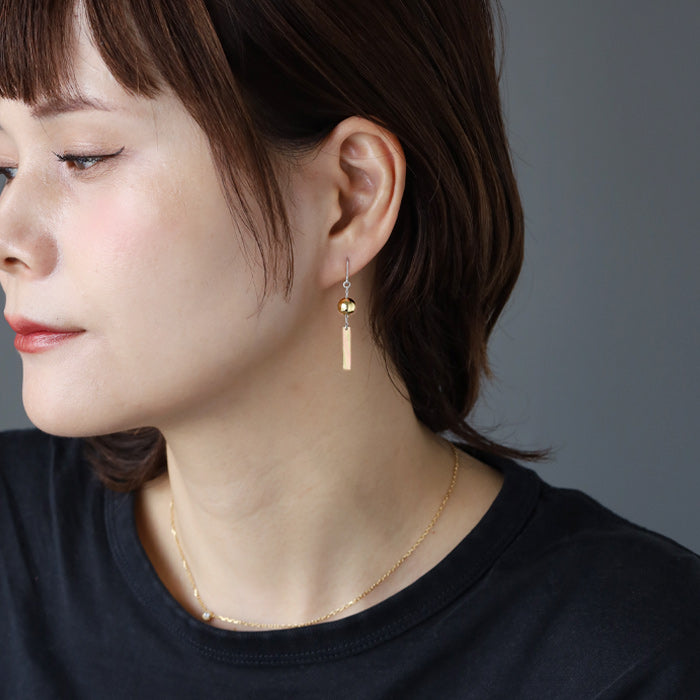 small right handmade accessories wind chime mokume gane brass copper earrings clip-on earrings [SR-PC-13]