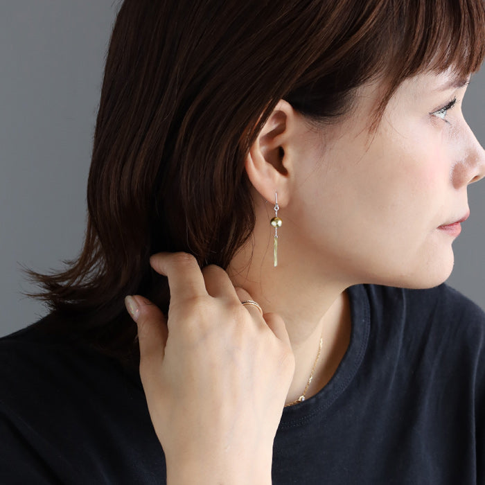 small right handmade accessories wind chime mokume gane brass copper earrings clip-on earrings [SR-PC-13]