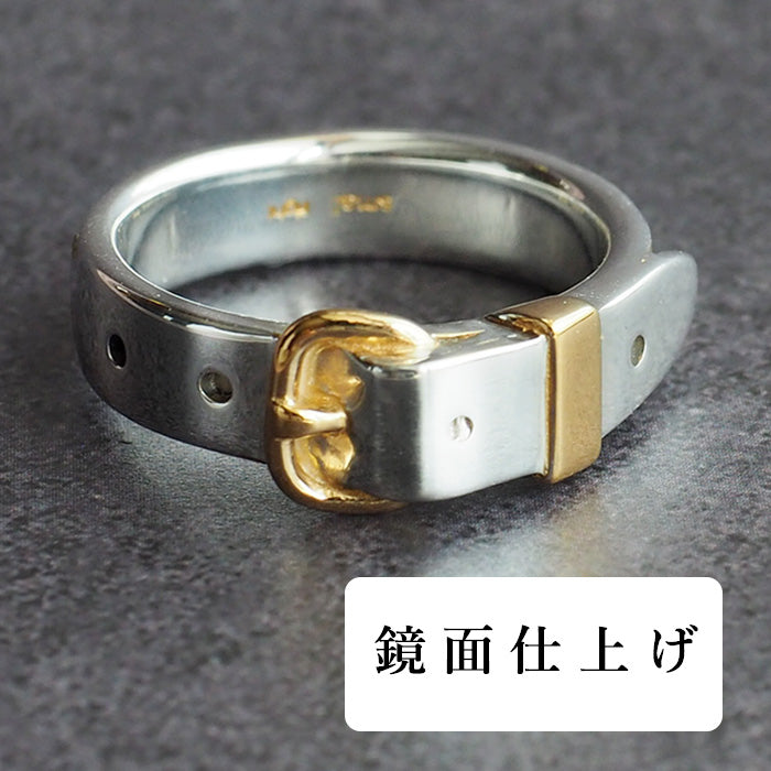small right belt ring cute silver 18K gold plated 5.3mm width mirror finish [SR-RG-04] 