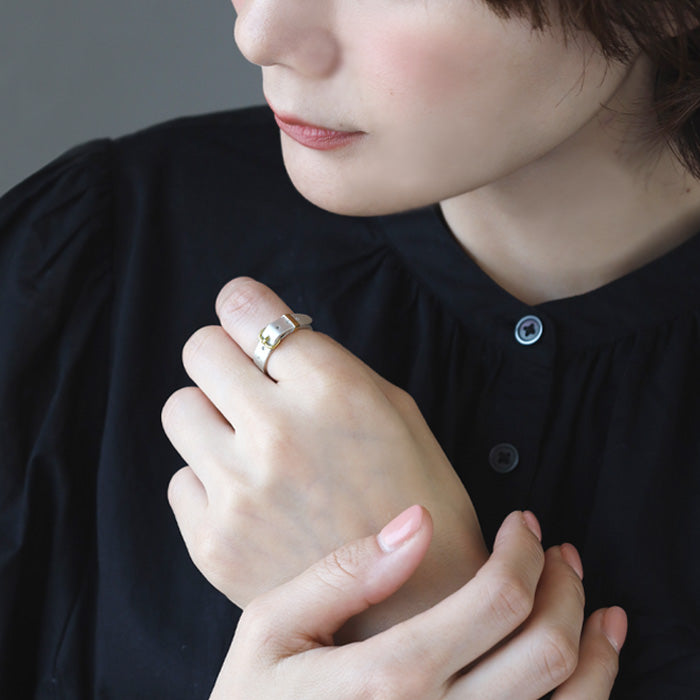small right handmade accessory belt ring cute silver 18K gold plated 5.3mm width matte finish [SR-RG-04-MAT] 