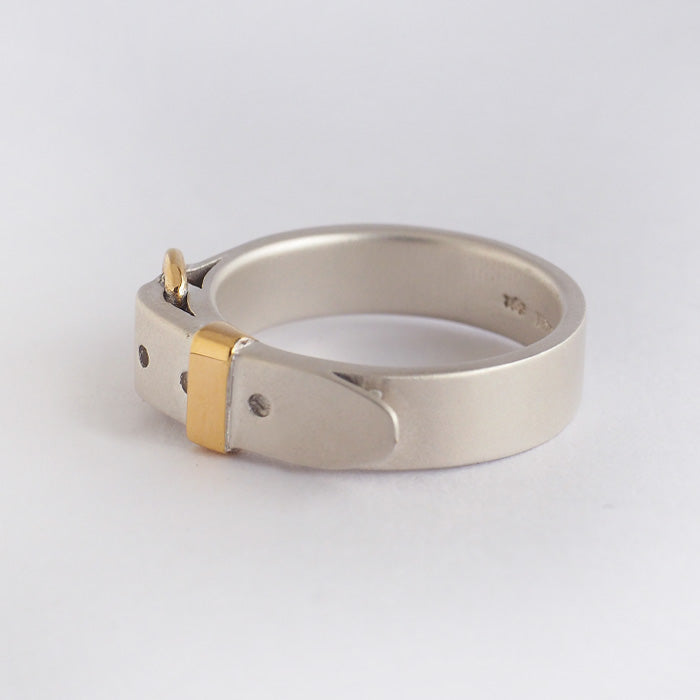 small right handmade accessory belt ring cute silver 18K gold plated 5.3mm width matte finish [SR-RG-04-MAT] 
