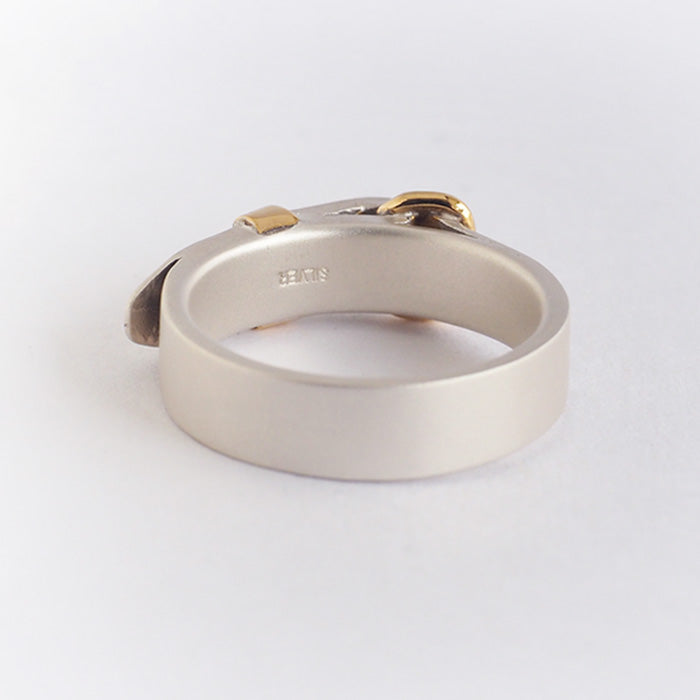 small right handmade accessory belt ring cute silver 18K gold plated 5.3mm width matte finish [SR-RG-04-MAT] 
