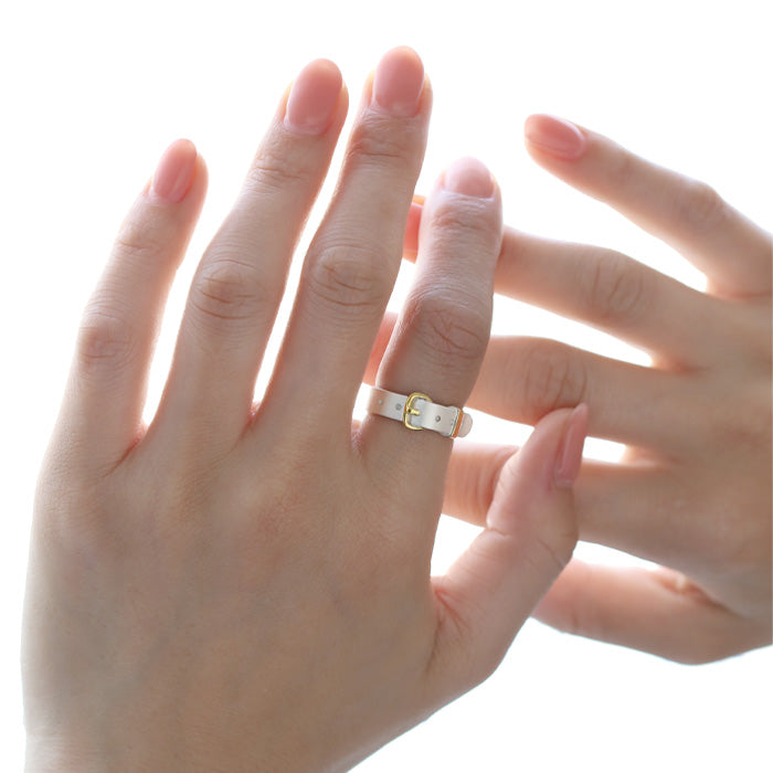 small right handmade accessory belt ring cute silver 18K gold plated 5.3mm width matte finish [SR-RG-04-MAT] 