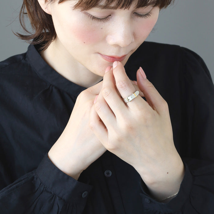 small right handmade accessory belt ring cute silver 18K gold plated 5.3mm width matte finish [SR-RG-04-MAT] 