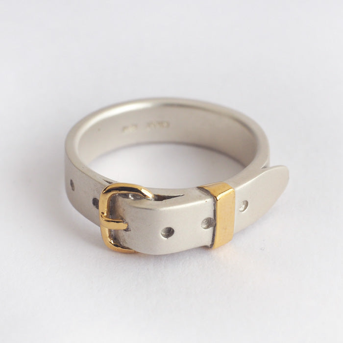small right handmade accessory belt ring cute silver 18K gold plated 5.3mm width matte finish [SR-RG-04-MAT] 