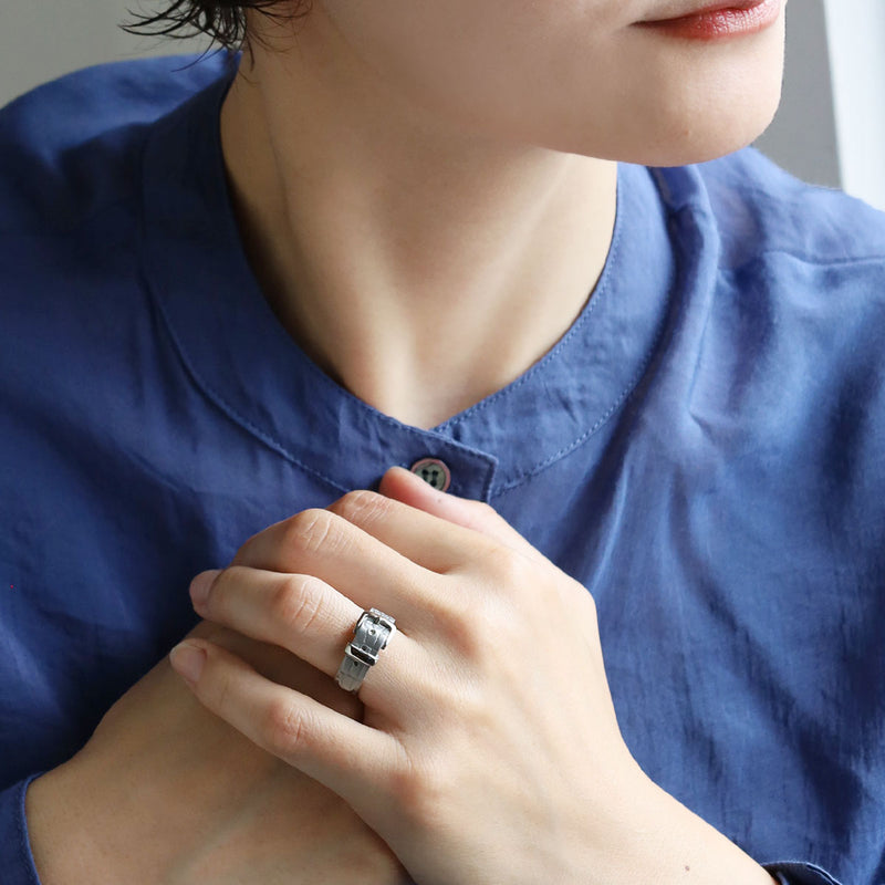Small Right Crocodile Belt Ring Surgical Stainless Steel 7mm Width [SR-RG-27] Iso Toshihiro