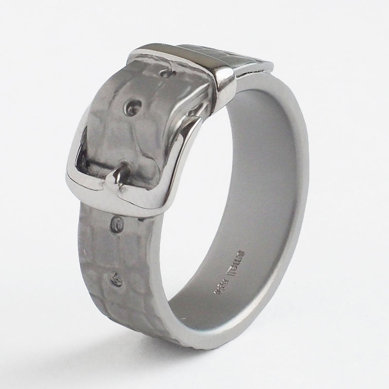 Small Right Crocodile Belt Ring Surgical Stainless Steel 7mm Width [SR-RG-27] Iso Toshihiro