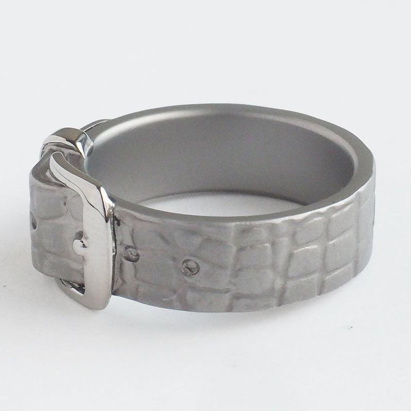 Small Right Crocodile Belt Ring Surgical Stainless Steel 7mm Width [SR-RG-27] Iso Toshihiro
