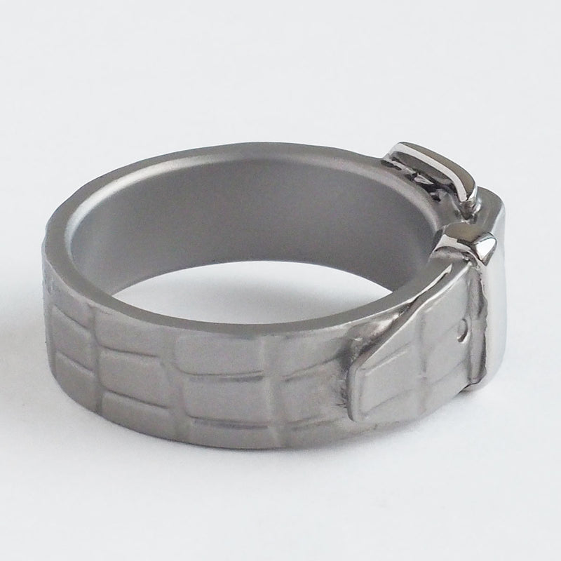 Small Right Crocodile Belt Ring Surgical Stainless Steel 7mm Width [SR-RG-27] Iso Toshihiro