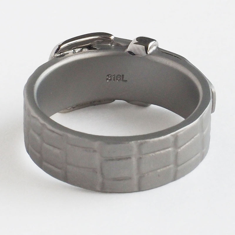 Small Right Crocodile Belt Ring Surgical Stainless Steel 7mm Width [SR-RG-27] Iso Toshihiro