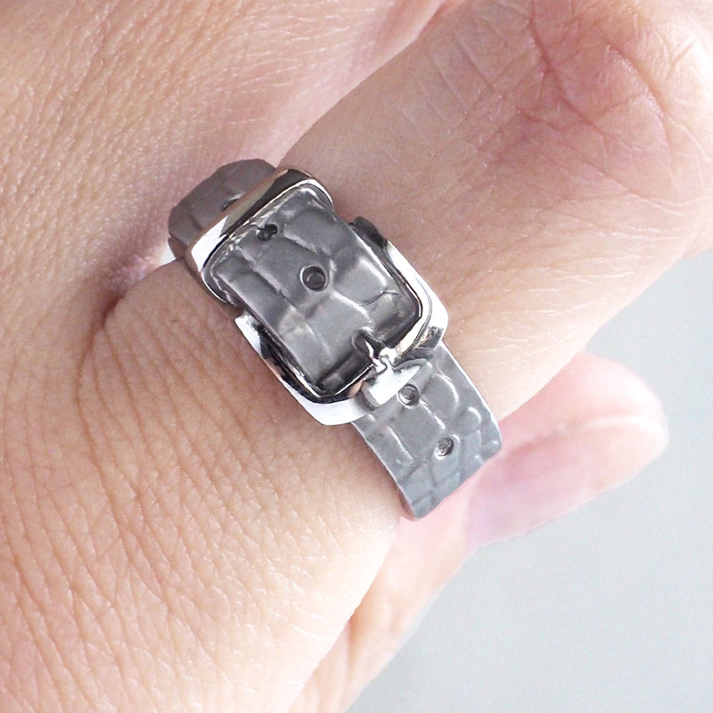 Small Right Crocodile Belt Ring Surgical Stainless Steel 7mm Width [SR-RG-27] Iso Toshihiro