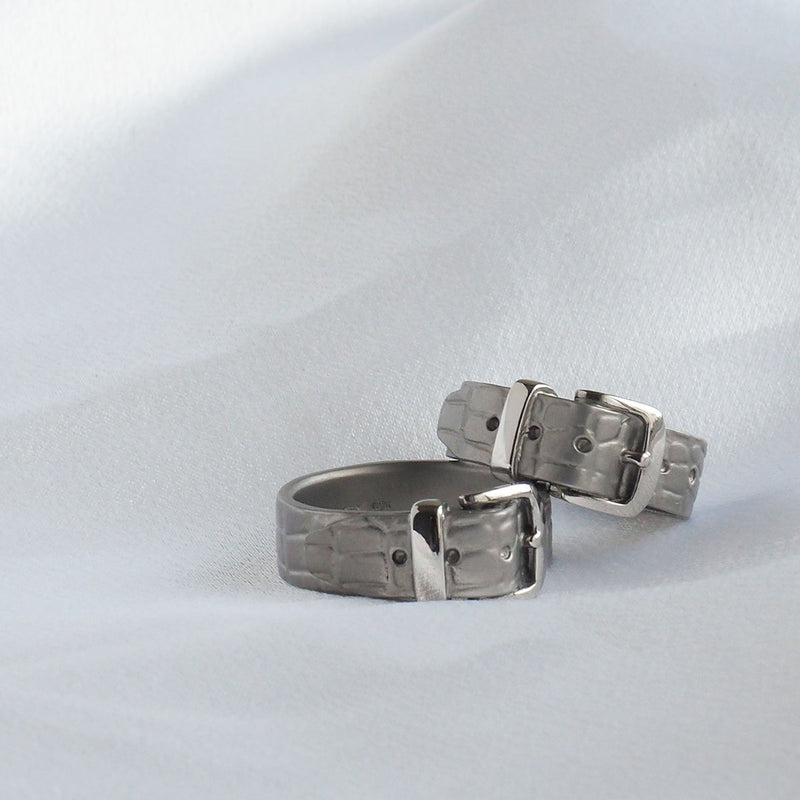Small Right Crocodile Belt Ring Surgical Stainless Steel 7mm Width [SR-RG-27] Iso Toshihiro