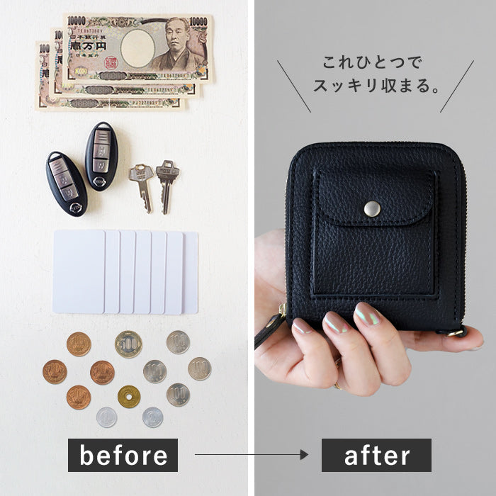 SMAR MOVE! (スマートムーブ) Type2スマートキーケース 財布 路地入ル(ブラック) SHRINK SILVER TONE(金具シルバー) [SS003] スマートキー 2個収納 洛景工房(らくけいこうぼう)