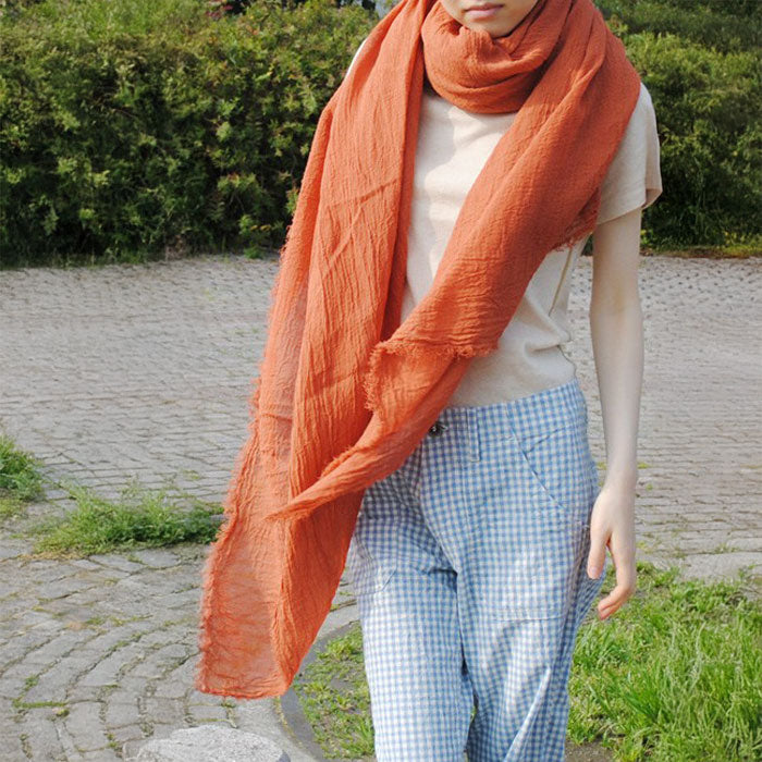 [10 colors] Hand-dyed Meya Natural Dyed Large Washi Stole for Men and Women [ST-07]