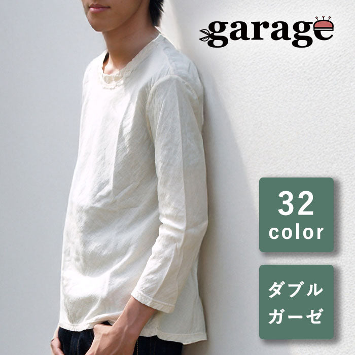 [32 colors available] Gauze clothing workshop garage Double gauze simple T-shirt 3/4 sleeves Men's [TS-33-7S] 