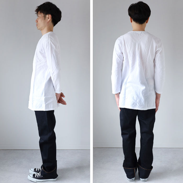 【全32色】ガーゼ服工房 garage（ガラージ）ダブルガーゼ Ｖネック前開きTシャツ 七分袖 メンズ [TS-45-7S]